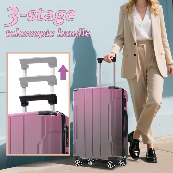 Merax Luggage Set 3 Piece Glossy PC Suitcases - Image 7