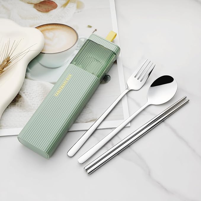 DEVICO Travel Utensils with Case, 18/8 Stainless Steel Reusable Silverware Set - Image 4