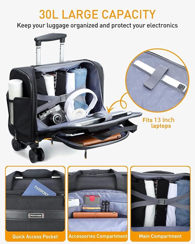 Rolling Laptop Bag, Rolling Briefcase - Image 2