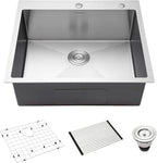25-Inch Drop-In Kitchen Sink, SINKVINE 25" x 22" Stainless Steel Indoor and by SINKVINE