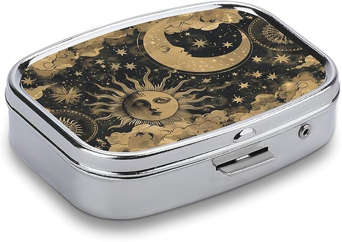 Metal 2 Compartment Pill Organizer Travel Friendly Portable Compact Pill Box - Image 2