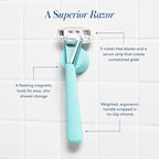 Women's Razor Shave Kit, 1 Mint Razor Handle + 6 Blade Refills - Image 3