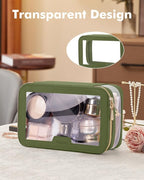 Travel Clear Makeup Bag with Makeup Brush Bag, Leather Makeup Case Toiletry Bag - Image 6