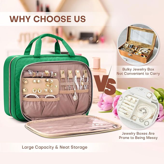 Toiletry Bag for Women with Jewelry Organizer Compartment, Travel Makeup - Image 6