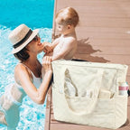 LEDAOU Large Beach Tote Bag Women Waterproof Sandproof Zipper Beach Tote Bag - Image 9