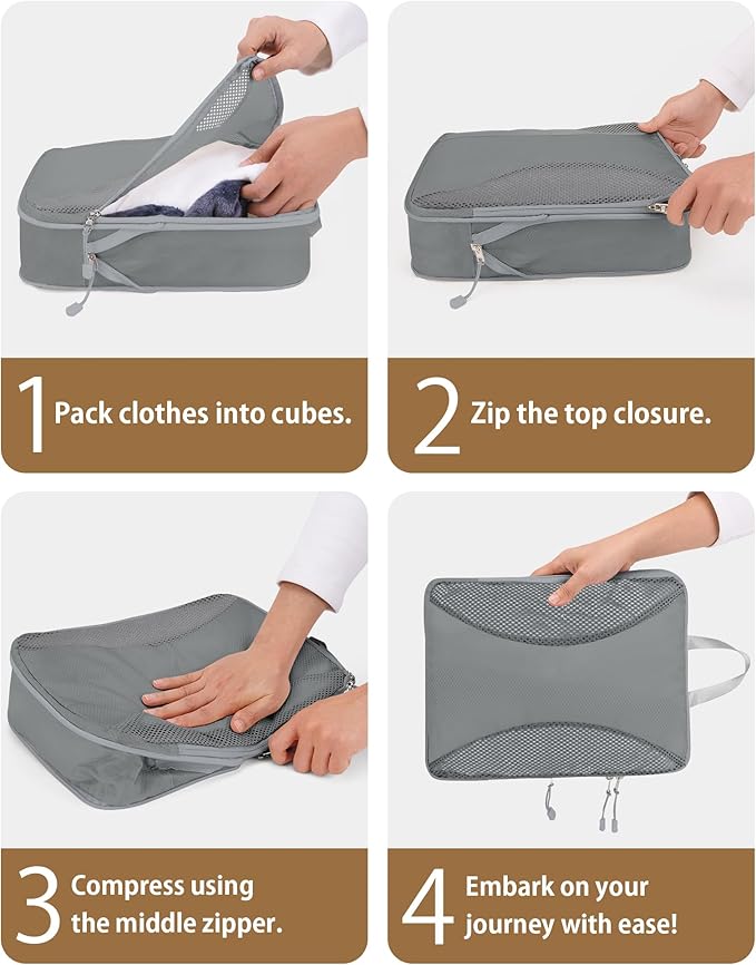 Compression Packing Cubes 12 Set, Suitcase Organizers, Extendable Packing Cubes - Image 8