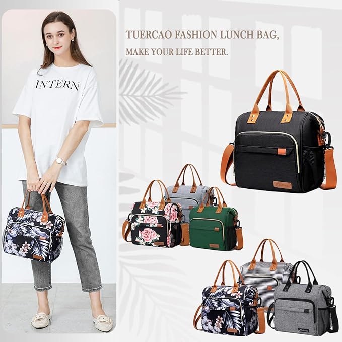 Hibiscus Lunch Box for Women Adult Insulated Lunch Bag Ladies Lunch Tote Bag - Image 8