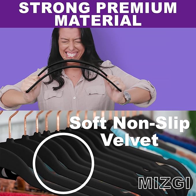 MIZGI Premium Velvet Hangers Heavy Duty- Non Slip - Image 2