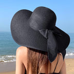 DRESHOW Beach Hats for Women Big Straw Wide Brim Summer Hat Floppy Foldable - Image 2