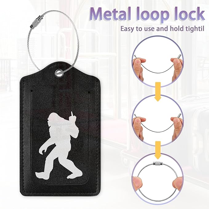 2Pcs Luggage Tag for Suitcase Black Sasquatch Cute Luggage Tag - Image 4