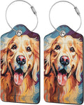 Dog Leather Luggage Tag with Stainless Steel Ring, Fun Name Id Card Cover by Ovitssrk
