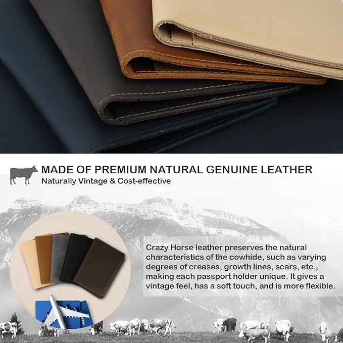 Real Leather Passport Holder for Men and Women Travel, Handmade Passport Wallet - Image 2