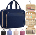 HOTOR Travel Toiletry Bag for Women & Men, Waterproof Makeup Bag with Hanging Hook and Multiple Pockets, Cosmetic Bags for Women, Travel Essentials, 11.2'' x 3.2'' x 8.9'', Dark Blue