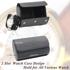 Watch Travel Case, Luxury Leather Watch Roll 2 Slot Organizer Box, Jewelry - Image 2