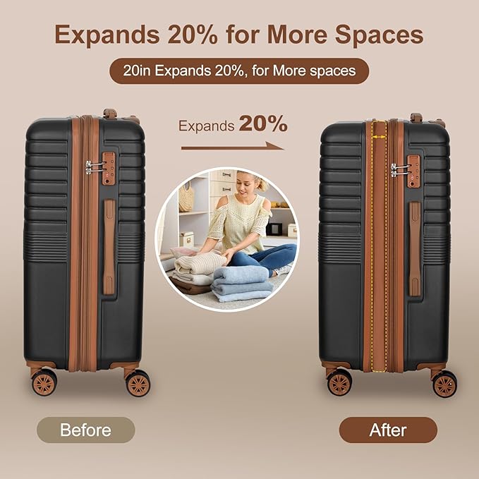 Romswi Luggage Sets 2 Piece 22In, Expandable 22x14x9 Carry On Luggage - Image 4