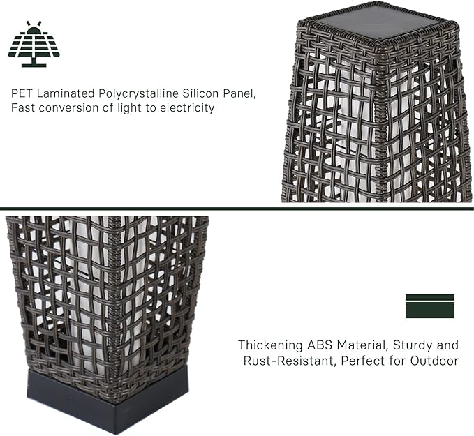 Grand patio 2-Piece Outdoor Floor Lamp Solar Powered Lantern Water-Resistant - Image 6