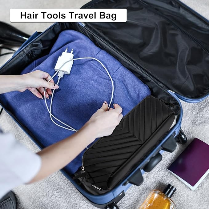 Hair Tools Travel Bag for Shark Flexstyle Dyson, Quilted Case Organizer Bag, Gift for Women Hair Accessories Storage Bag, Travel Hairdryer Portable Bag for Women, Black