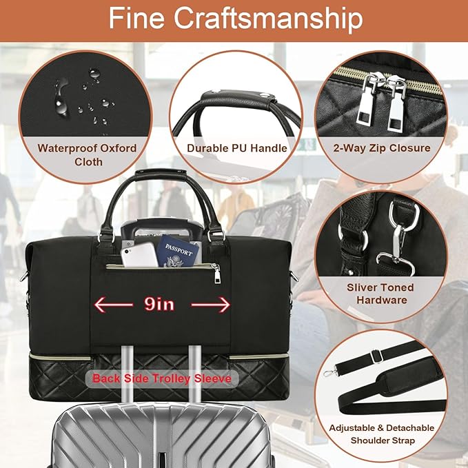 Weekender Bag for Women, Travel Duffel Bag Carry On Overnight Bag - Image 5