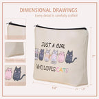 Cat Makeup Bag For Cat Lover Christmas Gift: Cute Cosmetic Bag & Toiletry Pouch Just A Girl Who Love Cats Themd For Mom, Daughters, Friends,Teen Girl & Women.Ideal Gifts For Travel, Birthdays.