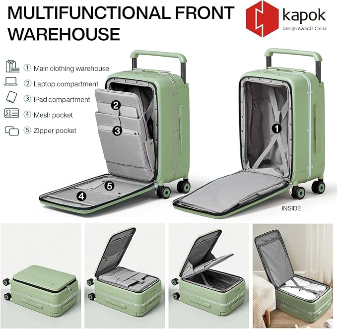 mixi Carry On Luggage Wide Handle Luxury Design Rolling Travel Suitcase PC - Image 3