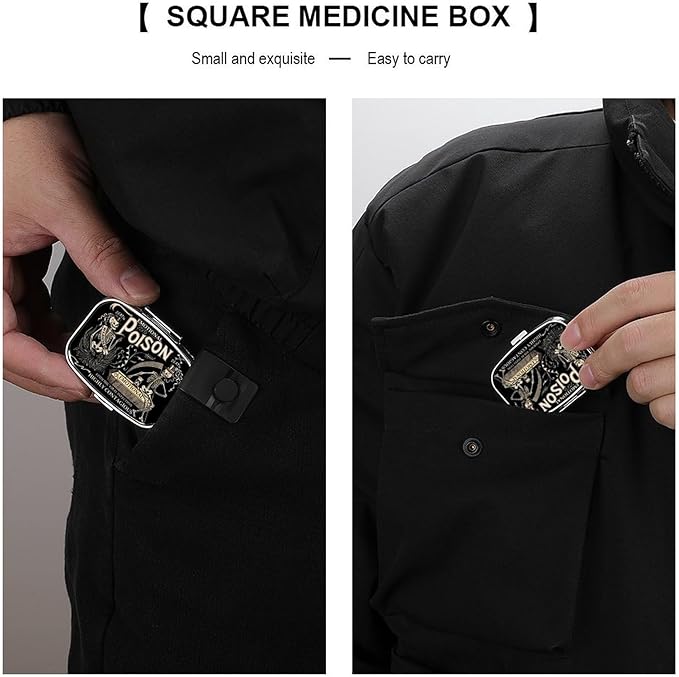 Metal 2 Compartment Pill Organizer Travel Friendly Portable Compact Pill Box - Image 5