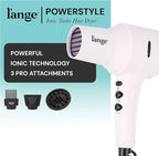 L'ANGE HAIR PowerStyle Turbo Ionic Hair Dryer | 1875 Watt Professional Blow Dryer with Diffuser & Concentrator | Multiple Heat & Speed Settings for Fast Drying | Salon-Grade Styling Tools, White