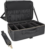 Relavel Extra Large Makeup Case Travel Makeup Bag Professional Leather Artist Bag Portable Cosmetic Brush Holder Organizer Nail Organizer Box with Adjustable Dividers