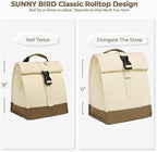 SUNNY BIRD Insulated Lunch Bag Rolltop Lunch Box Medium Lunch Cooler Tote - Image 5