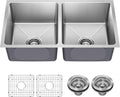 KRAUS Fairlane 33-inch Undermount Double Bowl 18-Gauge Stainless Steel Kitchen by KRAUS