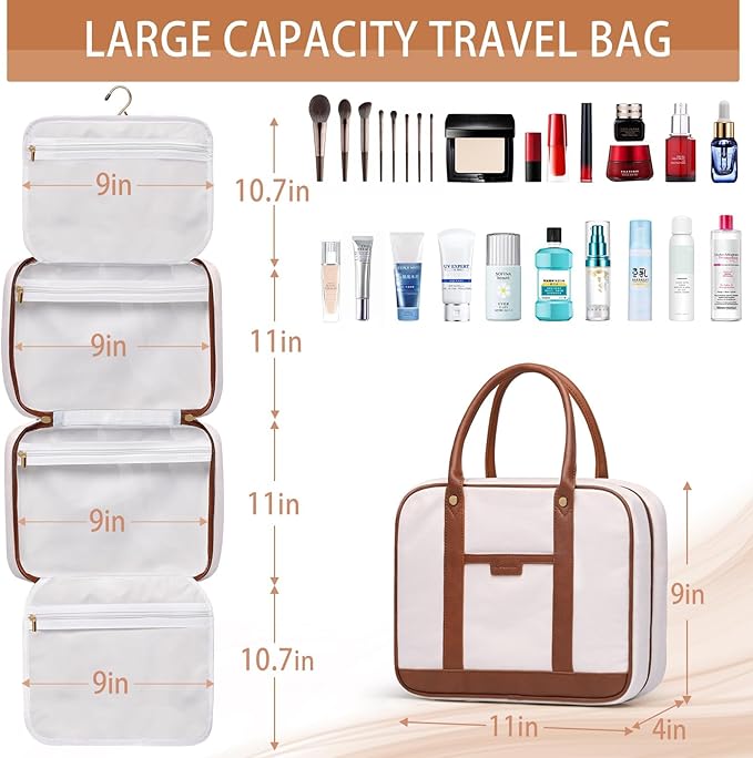 Hanging Travel Toiletry Bag, Large Capacity Cosmetic Travel Toiletry Organizer - Image 3