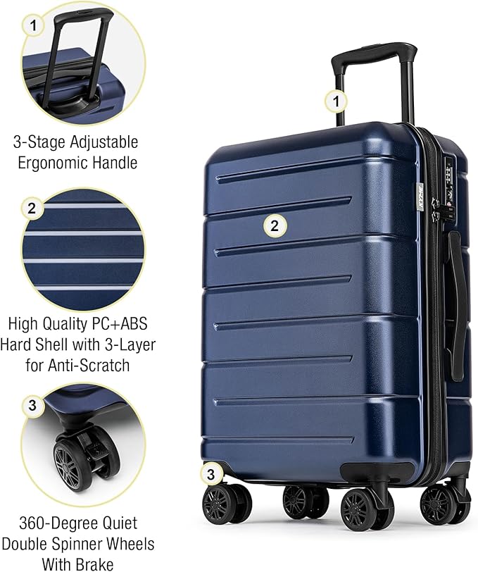 KYME Luggage Sets 2 Piece Hardshell 22"/26" Suitcase - Image 4