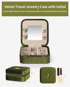 Vlando Plush Velvet Travel Jewelry Case, Personalized Initial Jewelry Boxes - Image 5