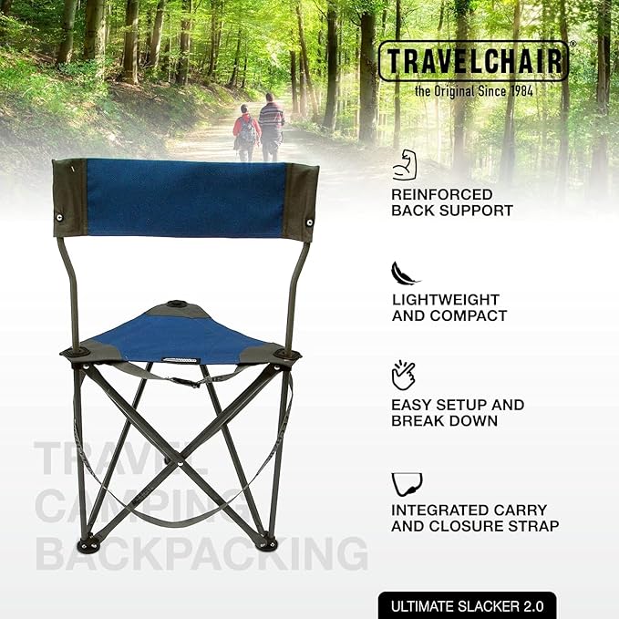 Travel Chair Ultimate Slacker, Quick Folding Tripod Stool - Image 4