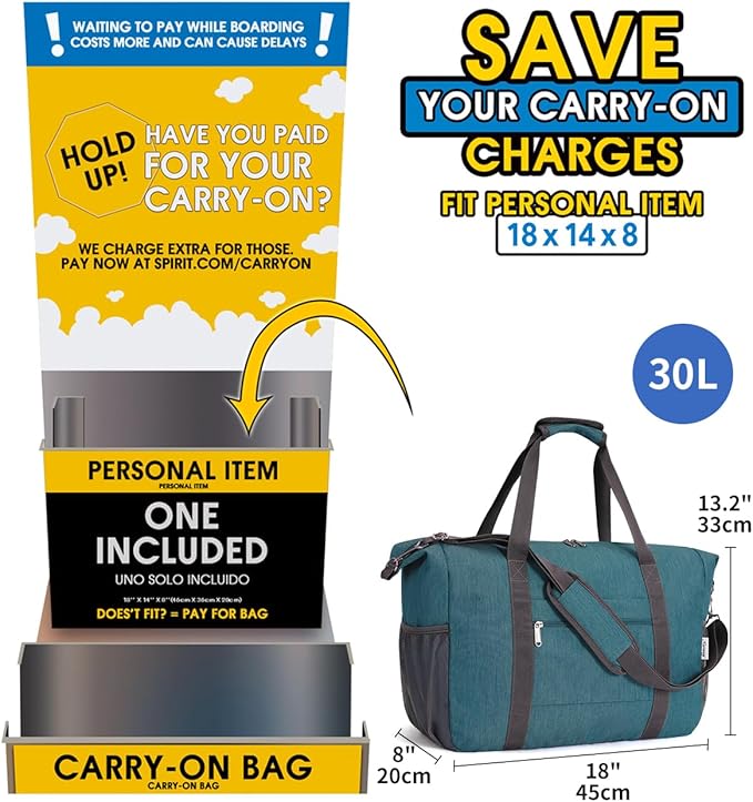 Narwey 18x14x8 Inches Travel Bag Spirit Airlines Frontier Personal Item - Image 2