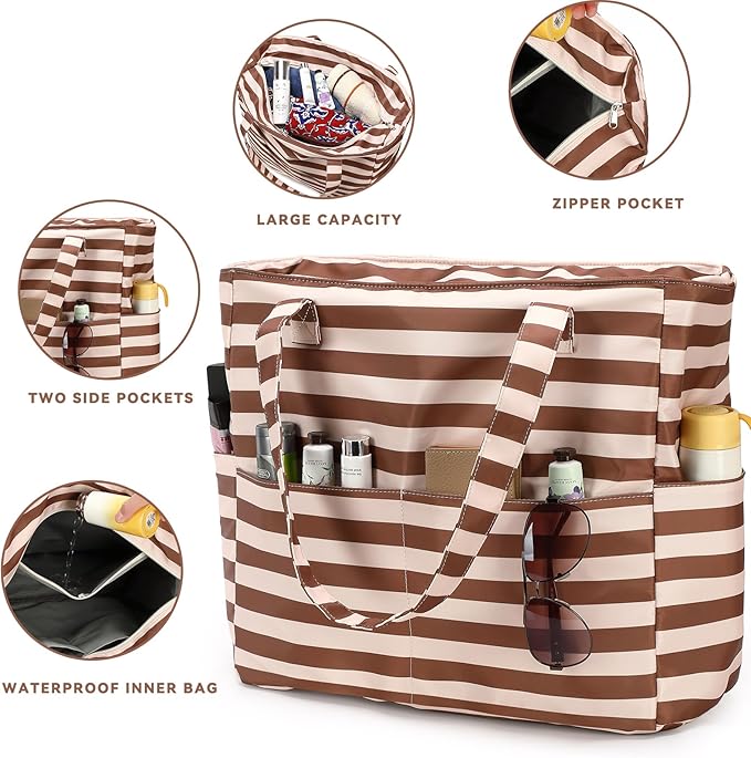 LEDAOU Beach Bag Waterproof Sandproof Women Tote Bag Pool Bag - Image 7