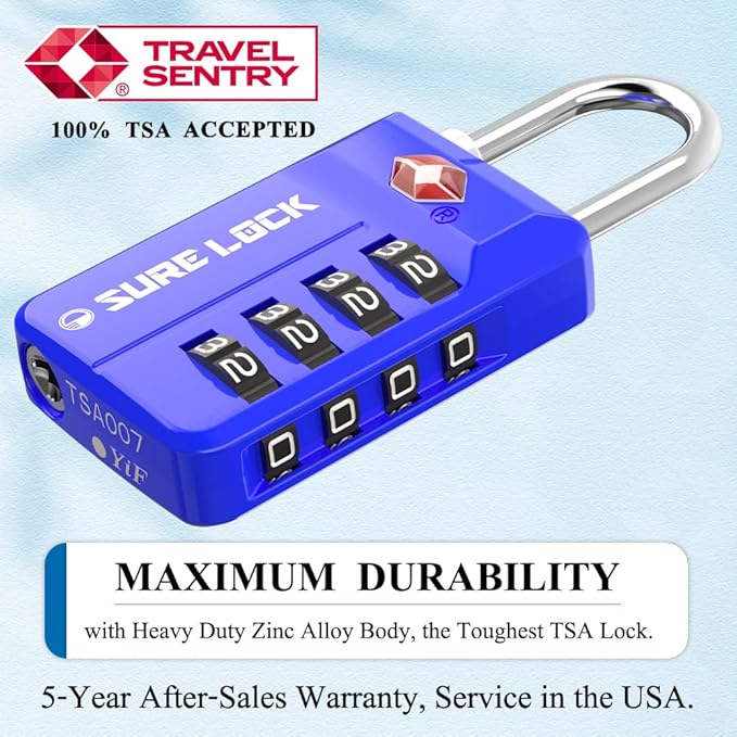SURE LOCK TSA Approved 4-Digit Resettable Combination Luggage Locks - Image 2