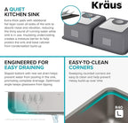 KRAUS Dex 33-inch Undermount 16 Gauge Stainless Steel Double Bowl Kitchen Sink - Image 6