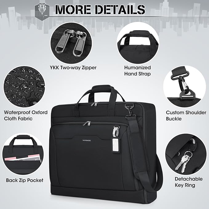 RAINSMORE Garment Bags for Travel Carry On Garment Bag for Hanging Clothes - Image 6