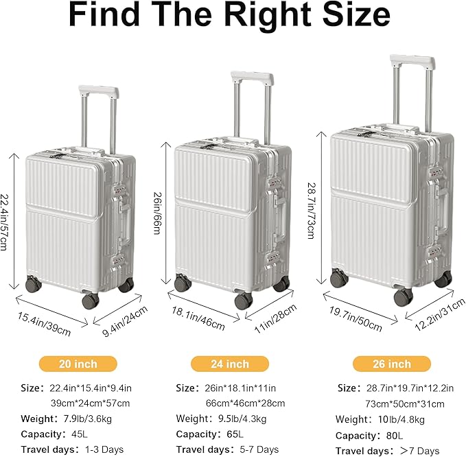 Hard Shell Luggage 24 Inch Travel Luggage, Carry-On Luggage Spinner TSA - Image 8