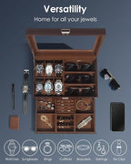 Watch Jewelry Box Organizer, 6-Slot 2-Layer Watch Case and Sunglasses Storage - Image 4