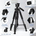 MACTREM 75 Inch Camera Tripod for Sony Canon Nikon, Lightweight Travel Video - Image 8