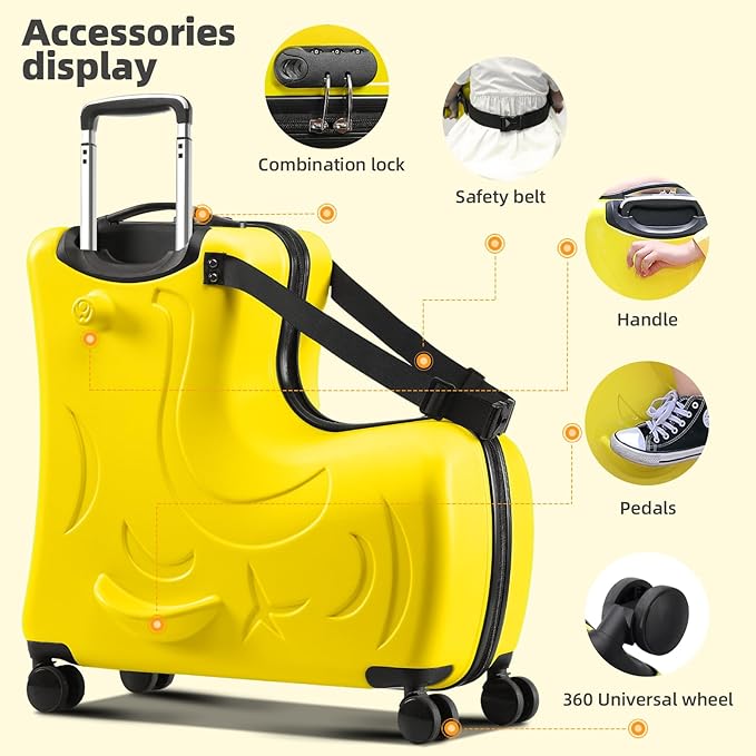 N-A Kids Ride On Suitcase with Wheels, Scooter Luggage - Image 6
