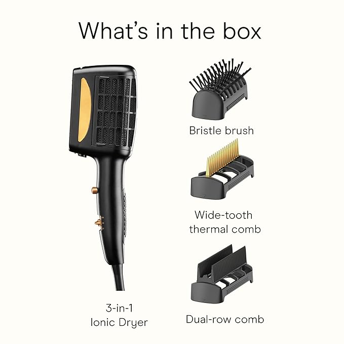 INFINITIPRO BY CONAIR 3-in-1 Styling Hair Dryer, 1875W Hair Dryer and 3 Attachments