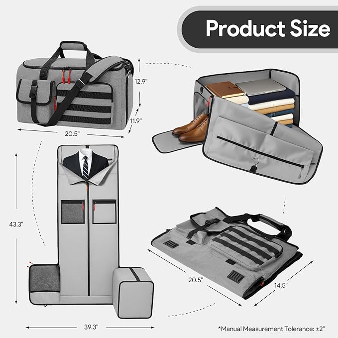 Garment Duffle Bags for Travel, HOMQUIET Convertible Garment Duffel Bag - Image 3