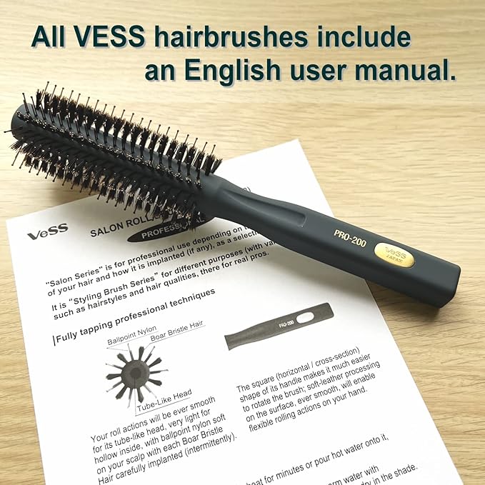 VESS Salon Roll Brush Professional Use PRO-200 For Short Hair and Medium Hair-D42 mm-Made in Japan