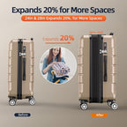 SHOWKOO Luggage Sets Expandable PC+ABS Durable Suitcase Double Wheels TSA Lock - Image 5