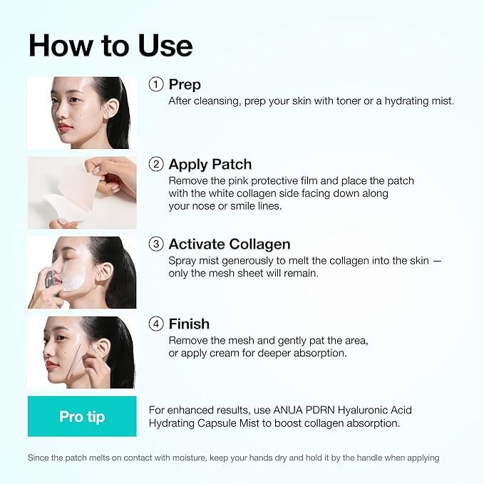 Anua PDRN Collagen Glass Skin Trio, PDRN Salmon DNA Serum Spray, Collagen Patch Facial Fine Line & Cream, Complete Glow Routine, Face Mist with Special Patch Duo, Korean Skincare Set