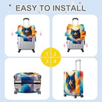 ANNA QUEEN Colorful Cat Luggage Cover, Artistic Blue Cat Design - Image 6
