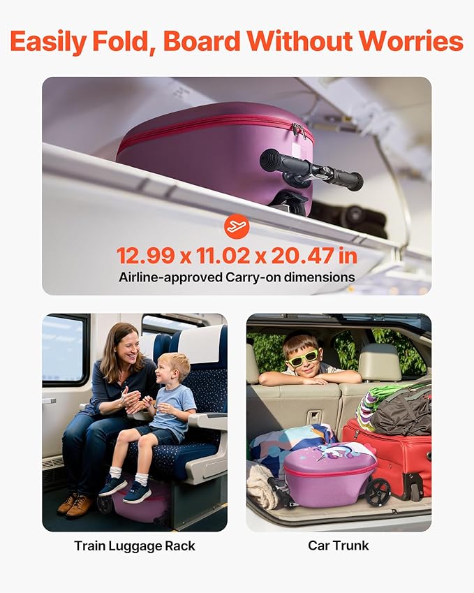 VEVOR Ride-on Luggage, 20 L Capacity, 20 Inches Kids Scooter Suitcase - Image 5