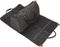 2 in 1 Canvas Leather Suit Luggage Garment Bag by CRUITBILI